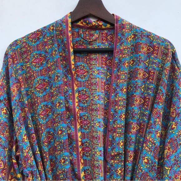 New #14 & #15 Block Print Silk Kimono Robe OS - Picture 2 of 3